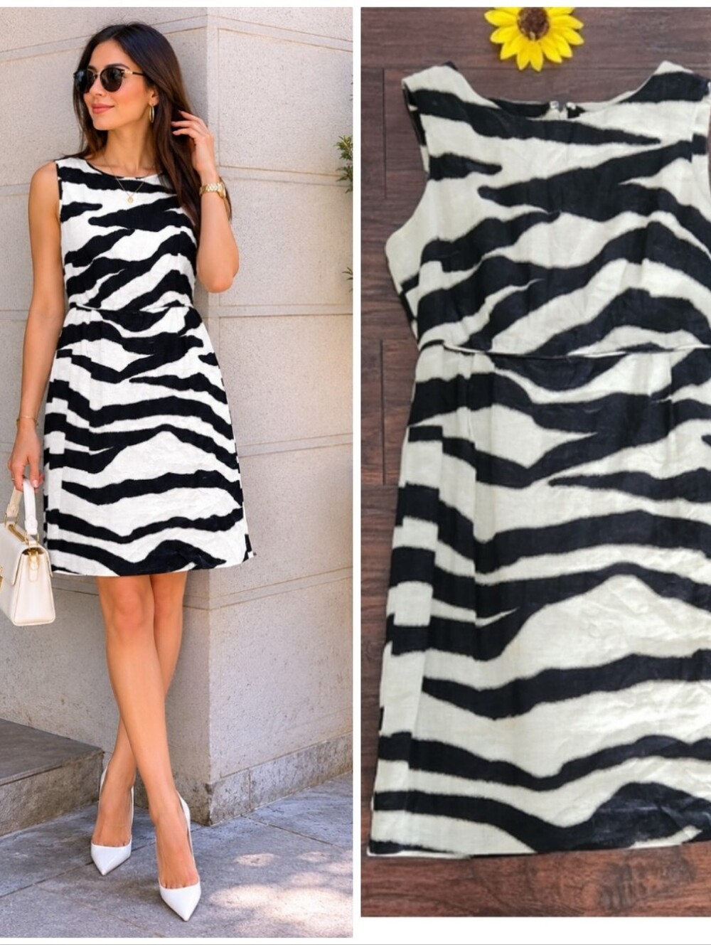Banana REPUBLIC 100%LINEN Zebra Print Sleeveless Dress